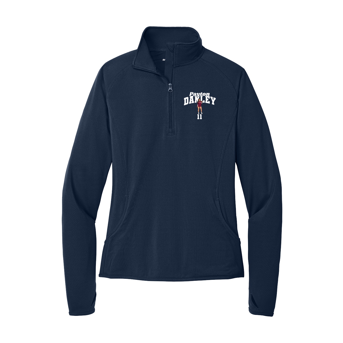 Women's Q-Zip Pullover — Signature Arch in Navy