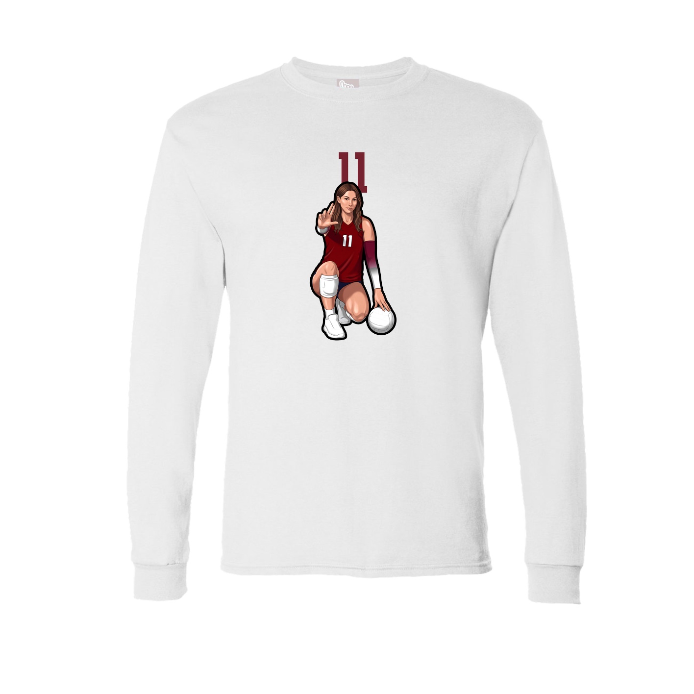 Long Sleeve Tee — Number Top in White