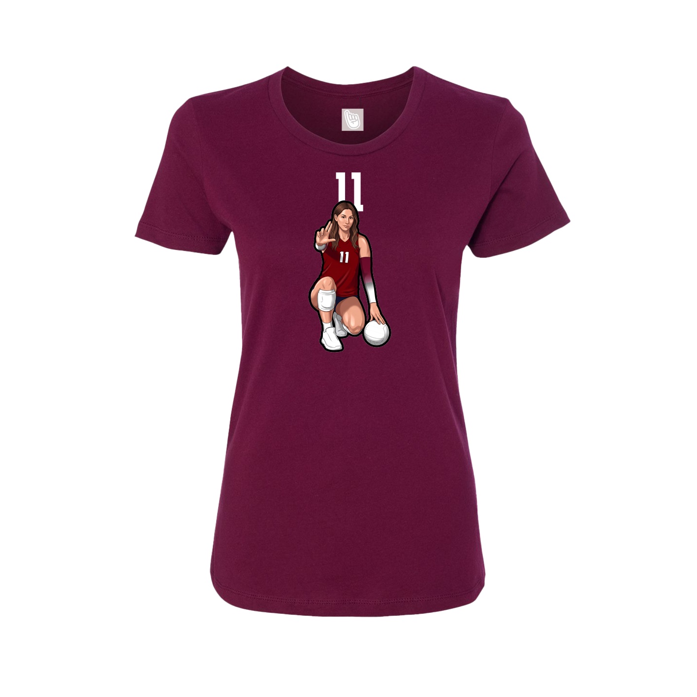 Womens Tee — Number Top in Maroon