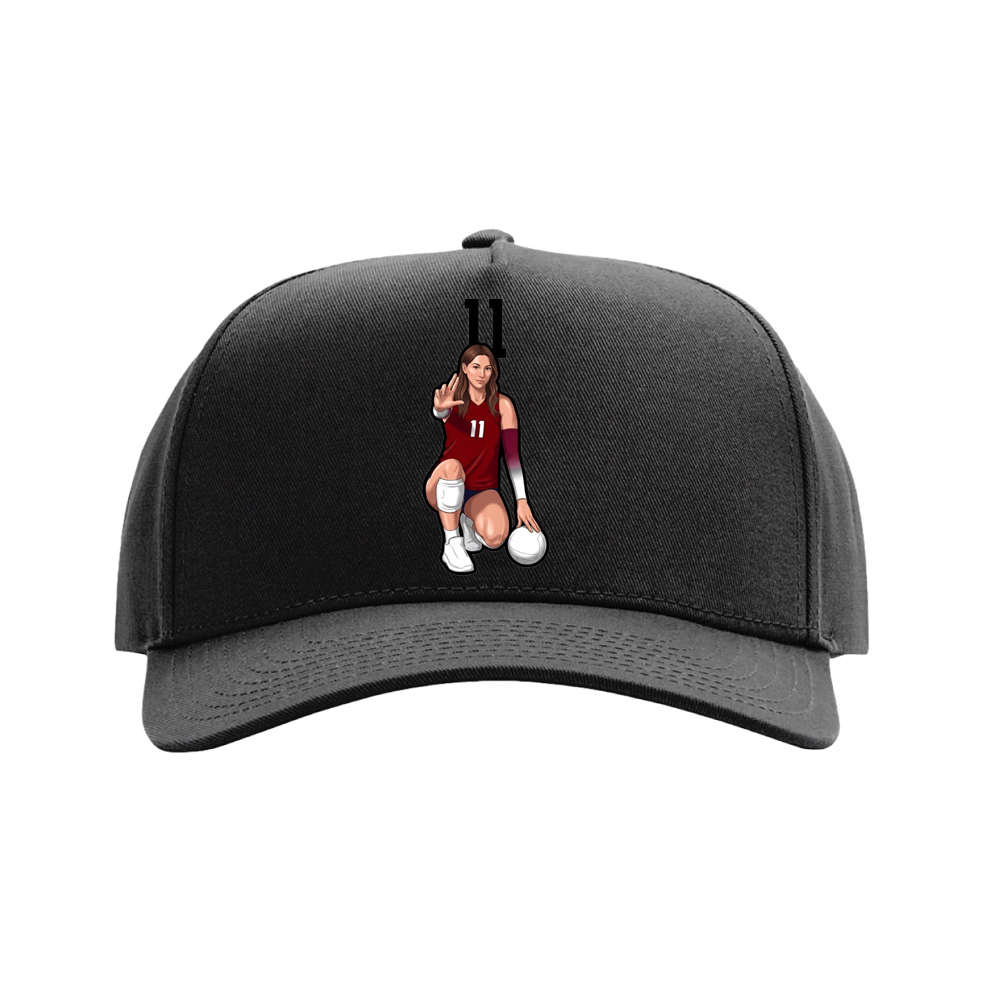 Full Fabric Five-Panel Champ Cap — Number Top in Black