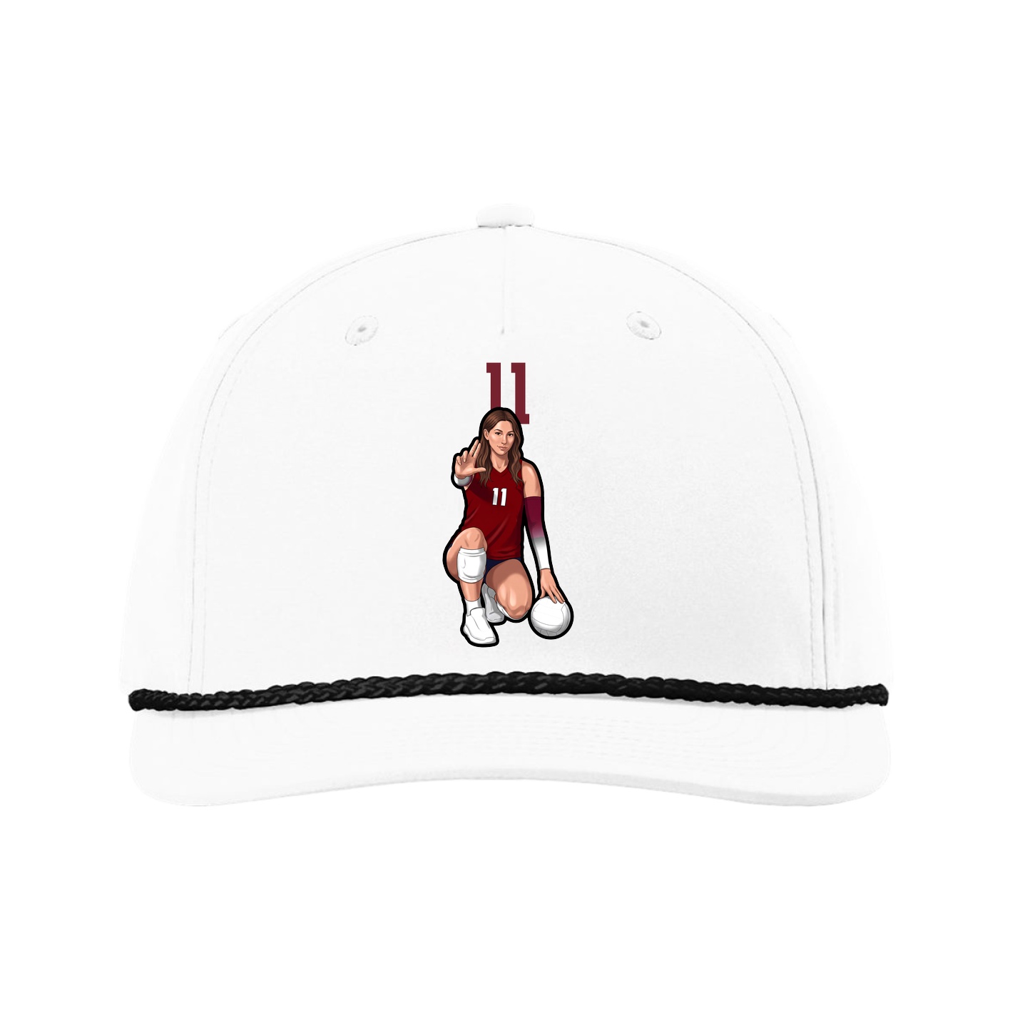 Five-Panel Classic Rope Cap — Number Top in White