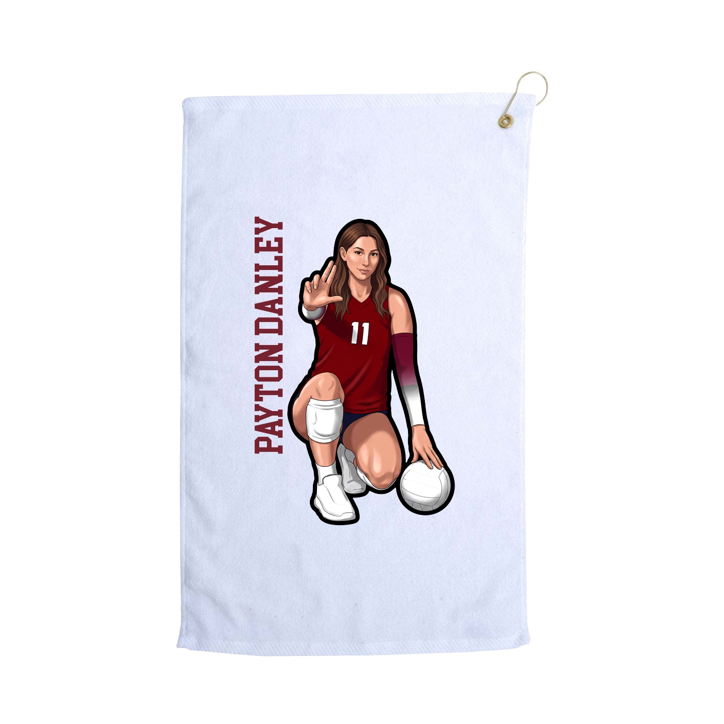 Golf Towel — Name Vertical in White