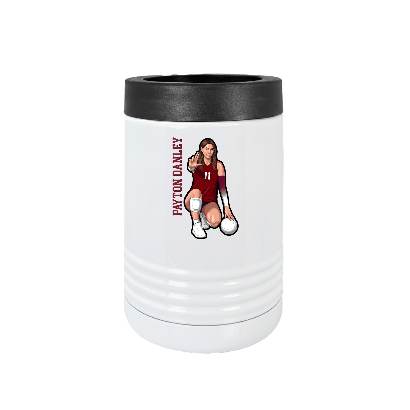 Beverage Holder — Name Vertical in White