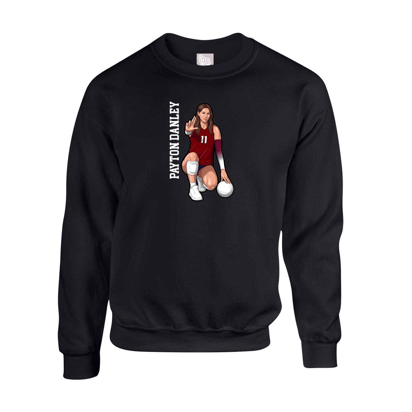 Fleece Crew — Name Vertical in Black