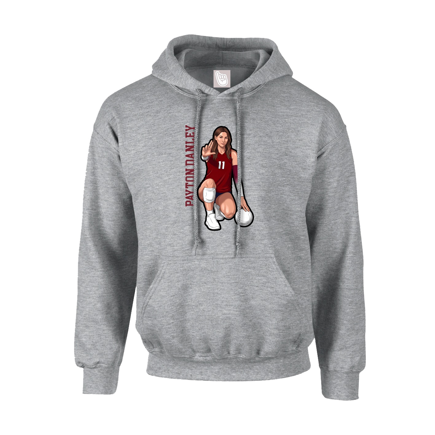Youth Hoodie — Name Vertical in Grey