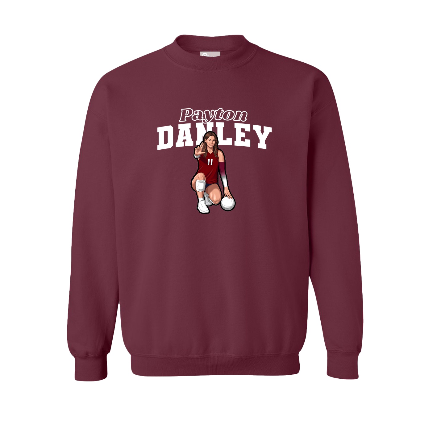Fleece Crew — Name Arch in Maroon