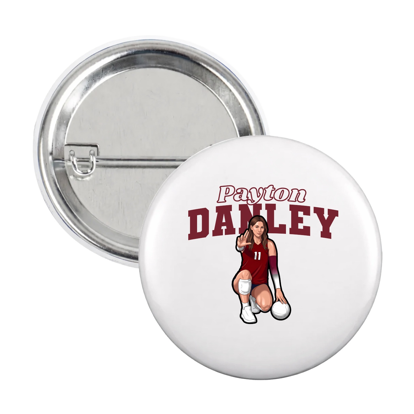 Game Day Button — Name Arch in White