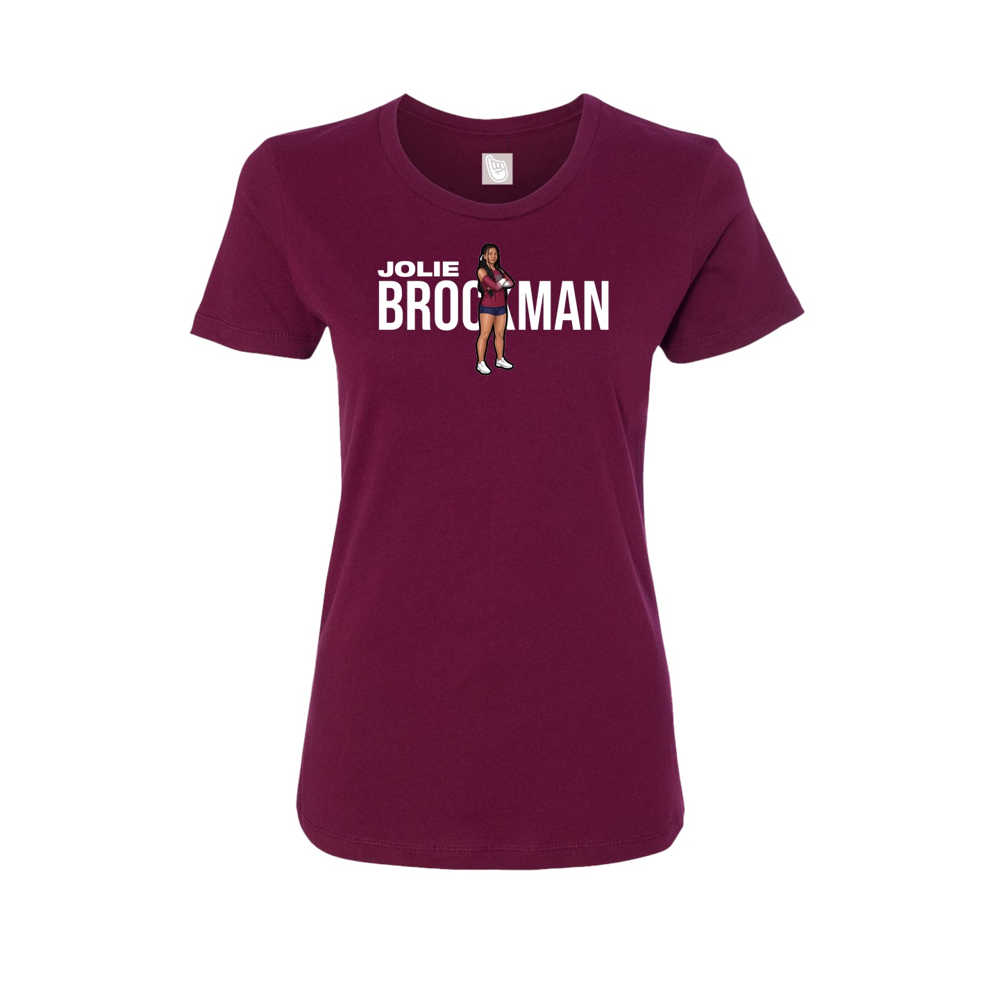 Fitted Women's Tee — Player Name in Maroon