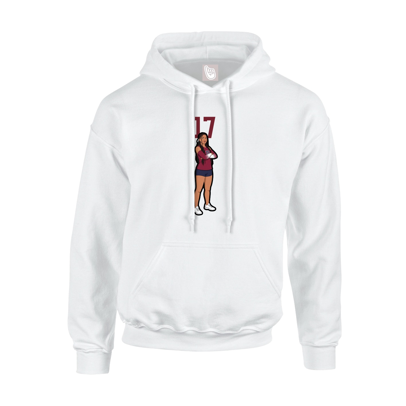 Youth Hoodie — Number Top in White