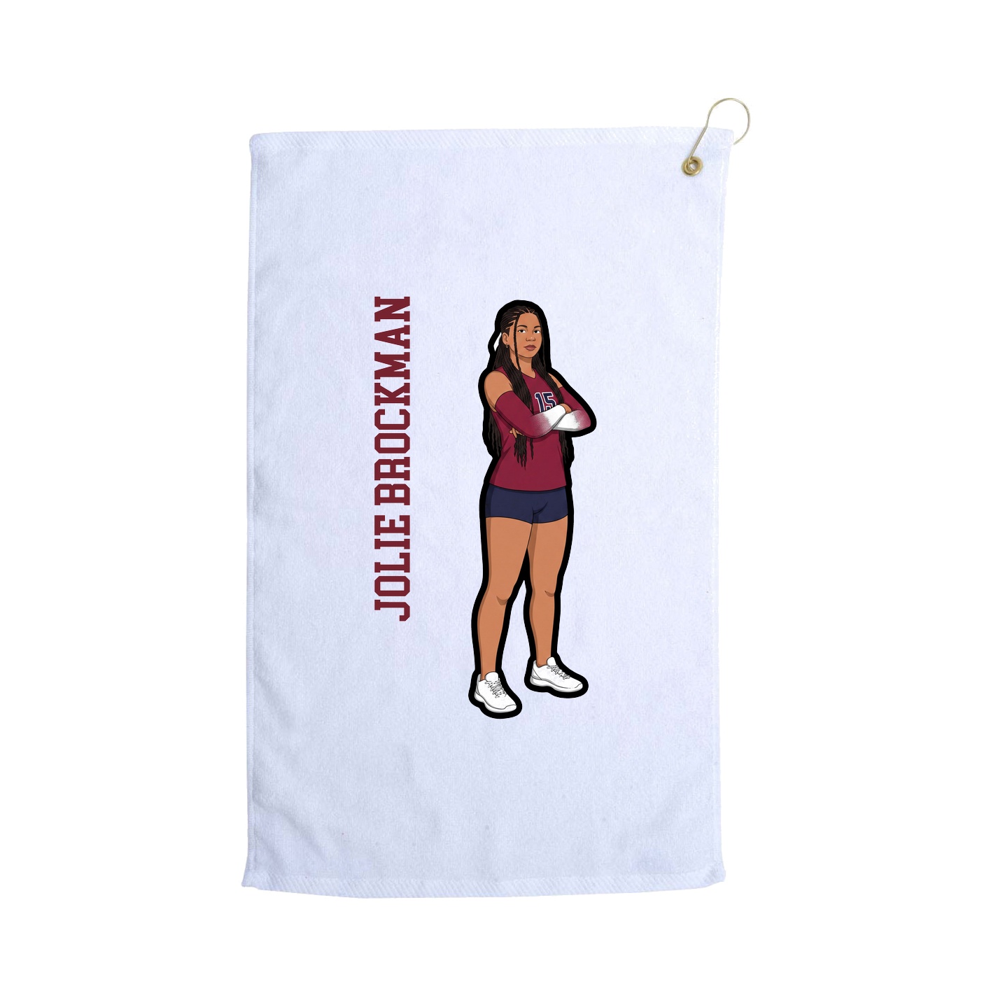 Golf Towel — Name Vertical in White