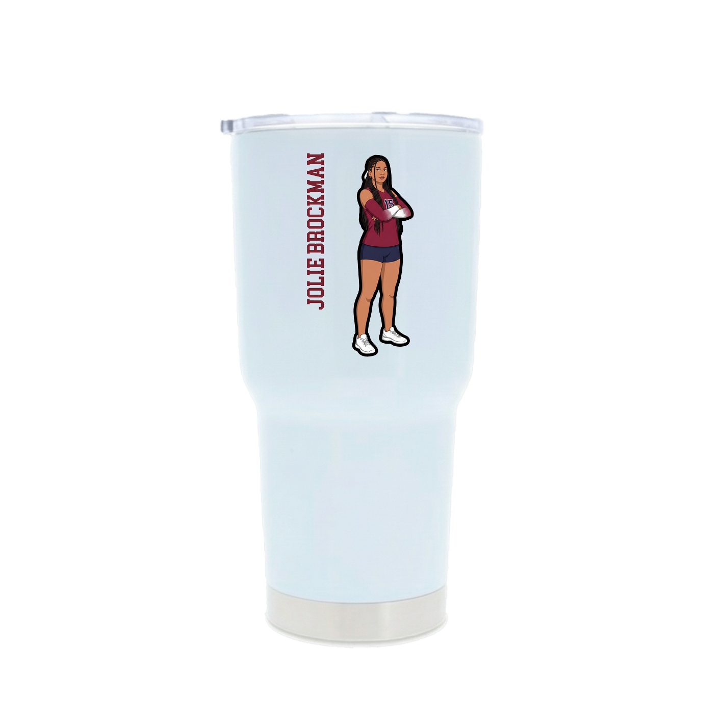 30oz Stainless Steel Tumbler — Name Vertical in White