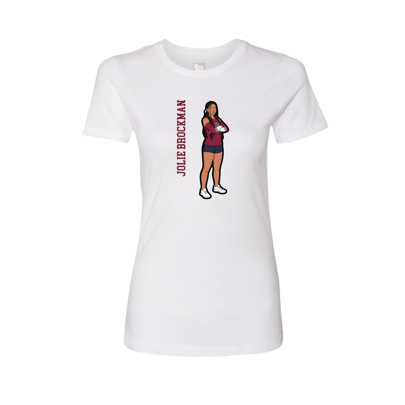 Fitted Women's Tee — Name Vertical in White