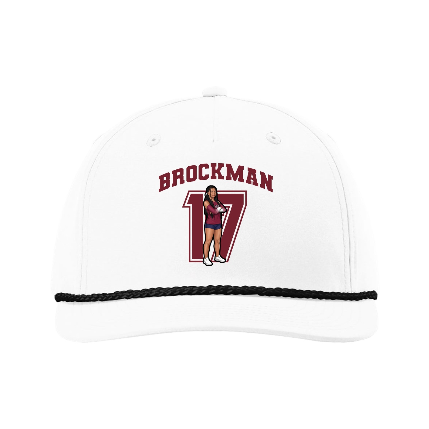 Five-Panel Classic Rope Cap — Number in White