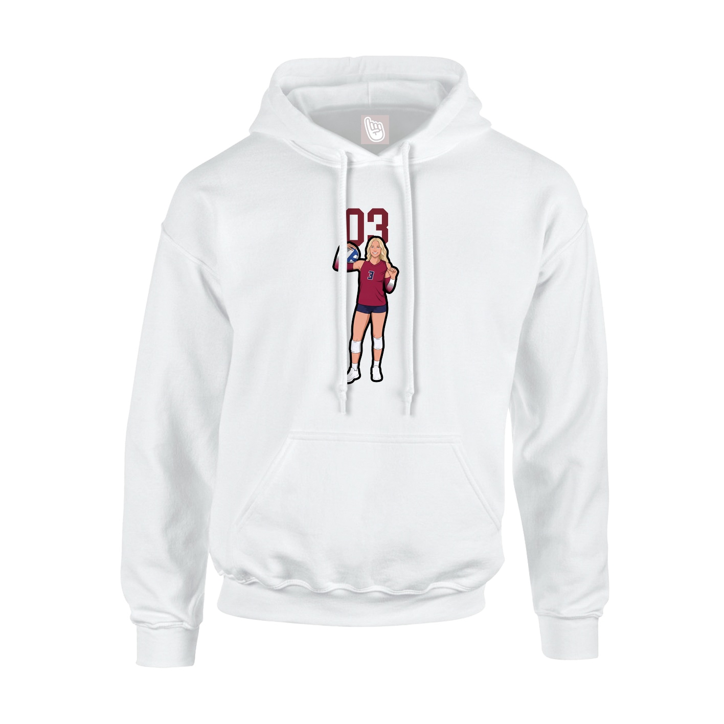 Youth Hoodie — Number Top in White