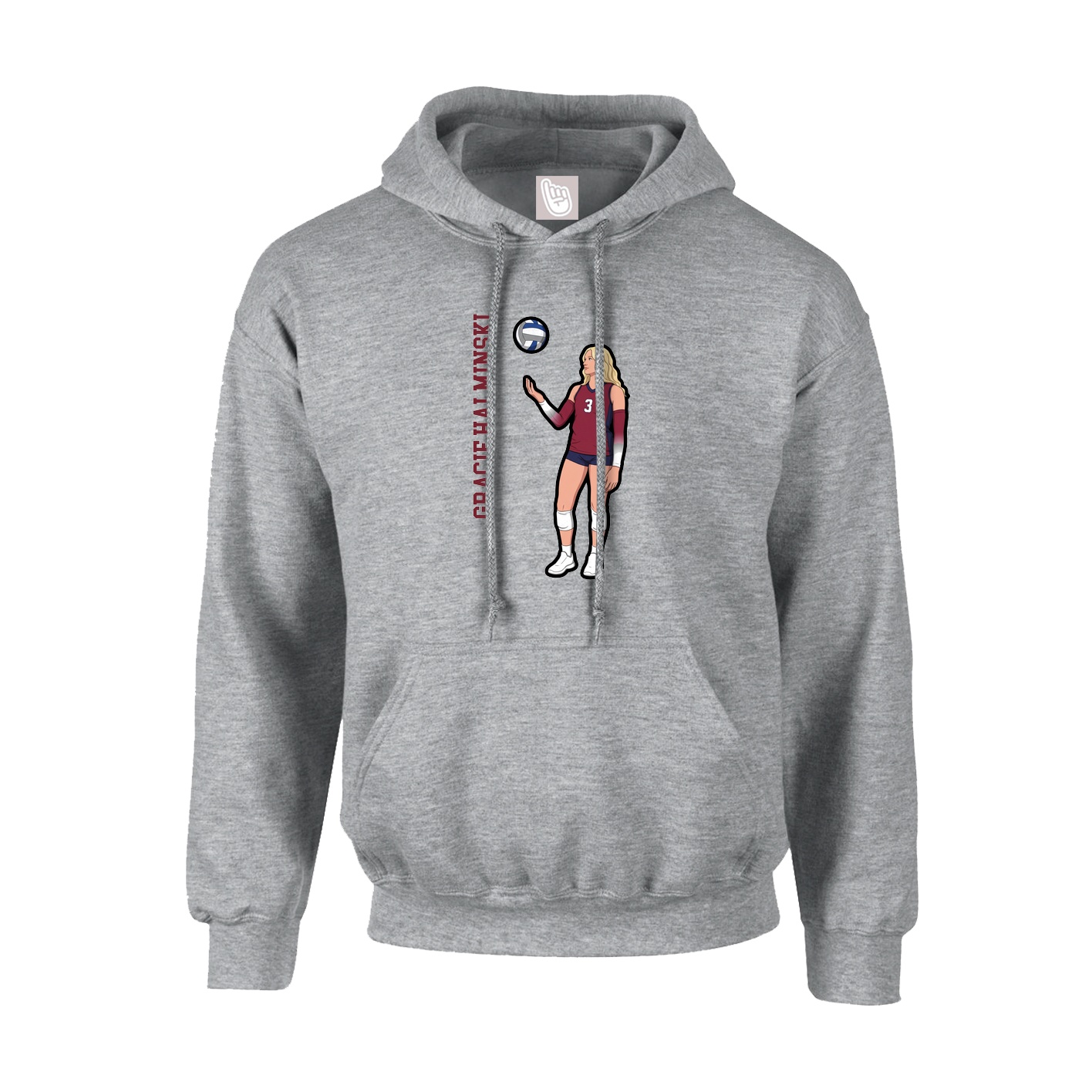 Hoodie — Name Vertical in Grey
