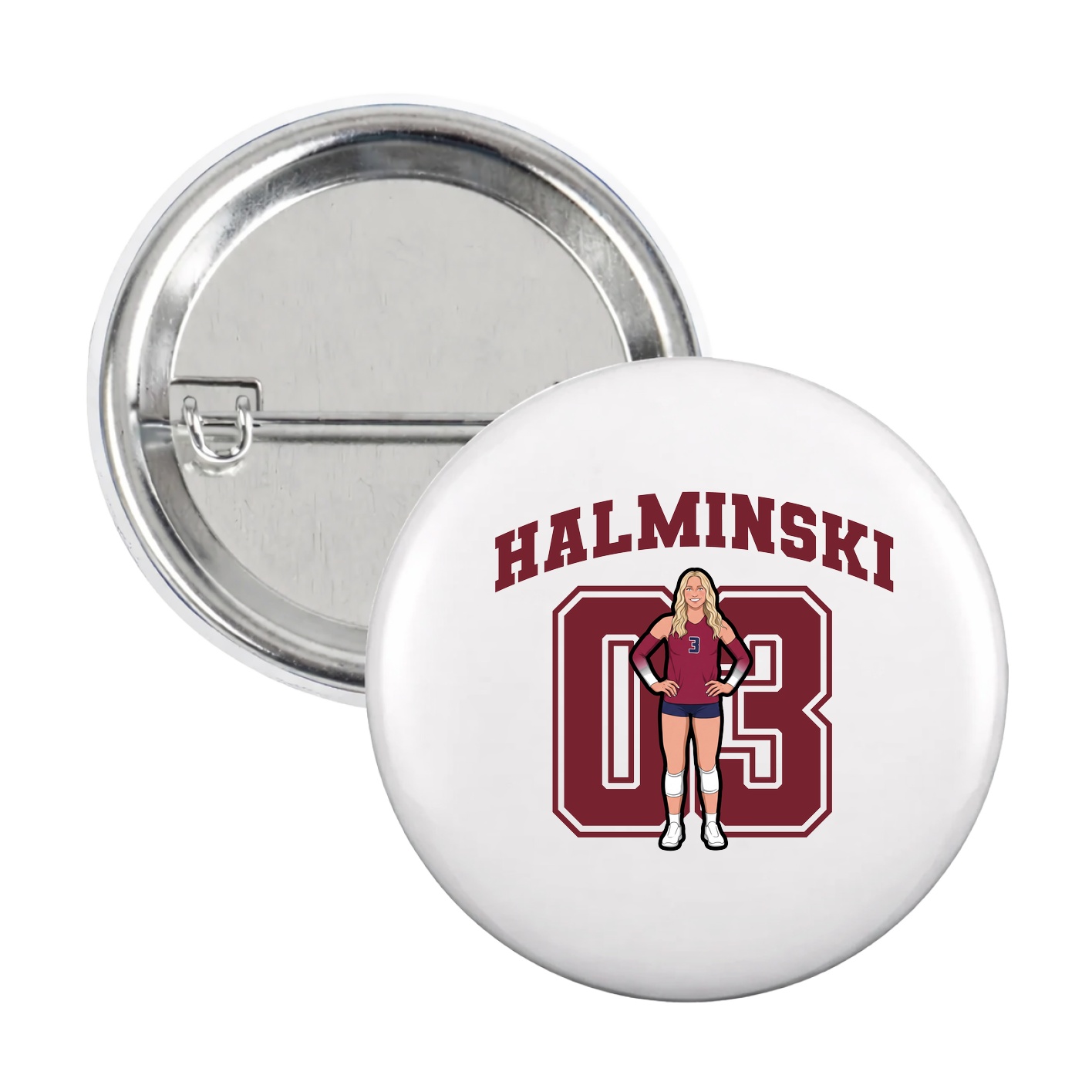 Game Day Button — Number in White