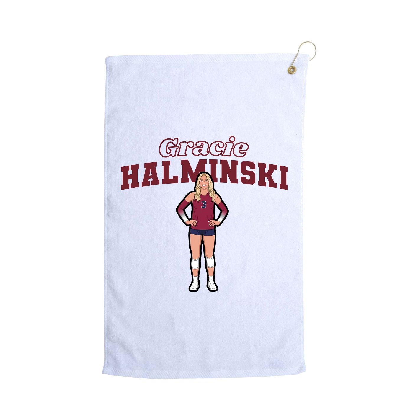Golf Towel — Name Arch in White