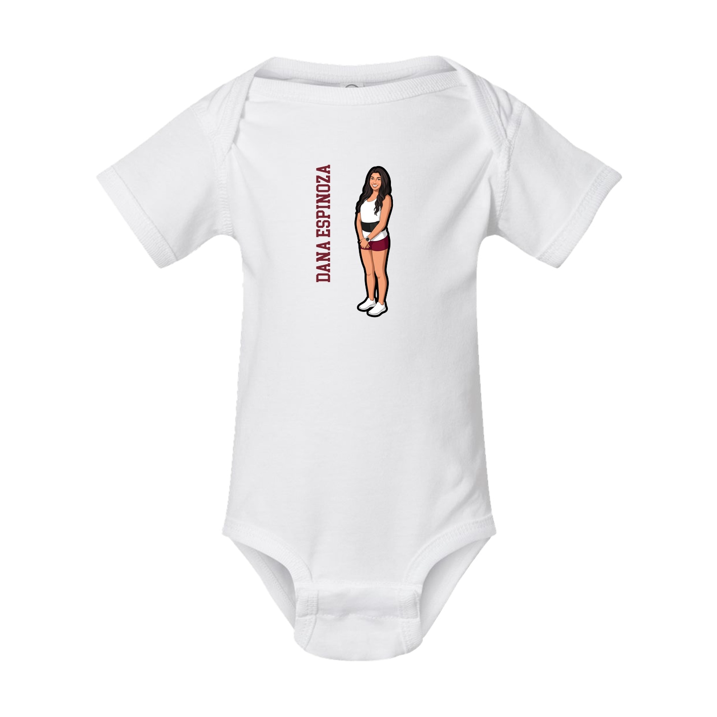 Baby Onesie — Name Vertical in White