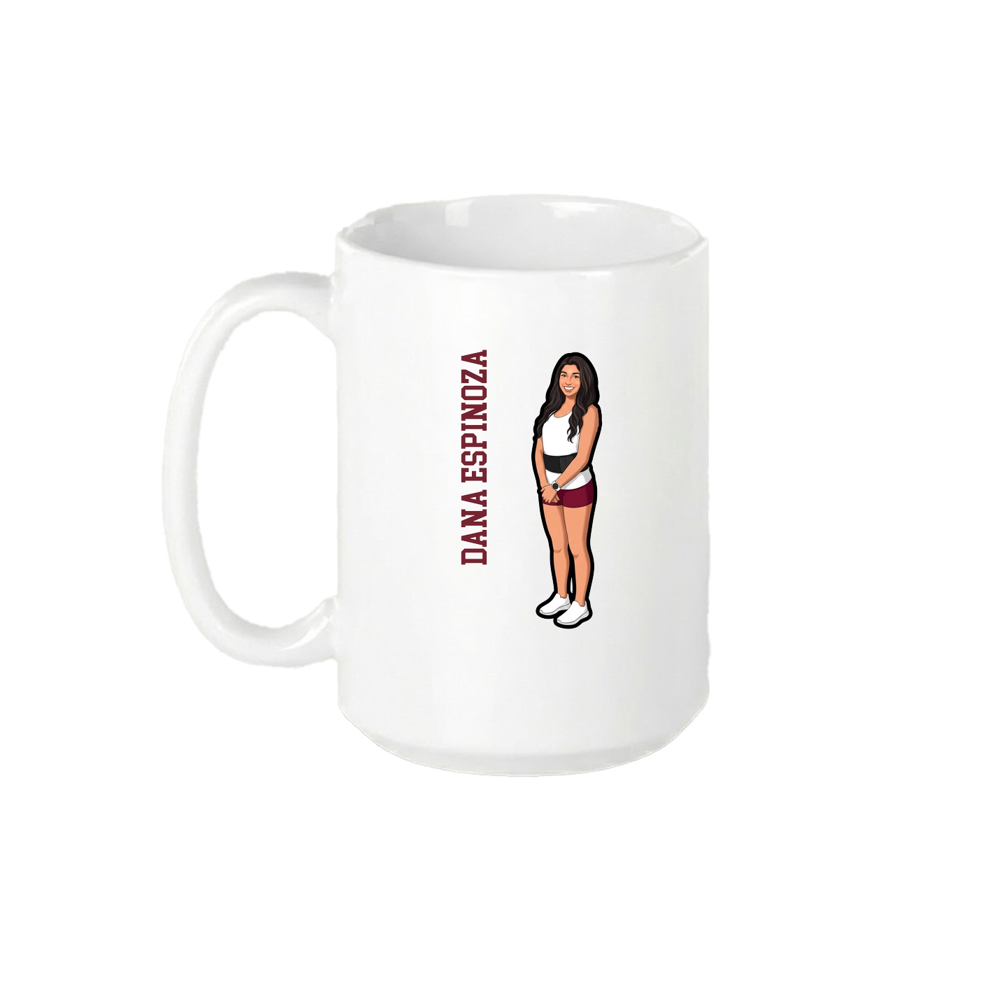 15oz Coffee Mug — Name Vertical in White