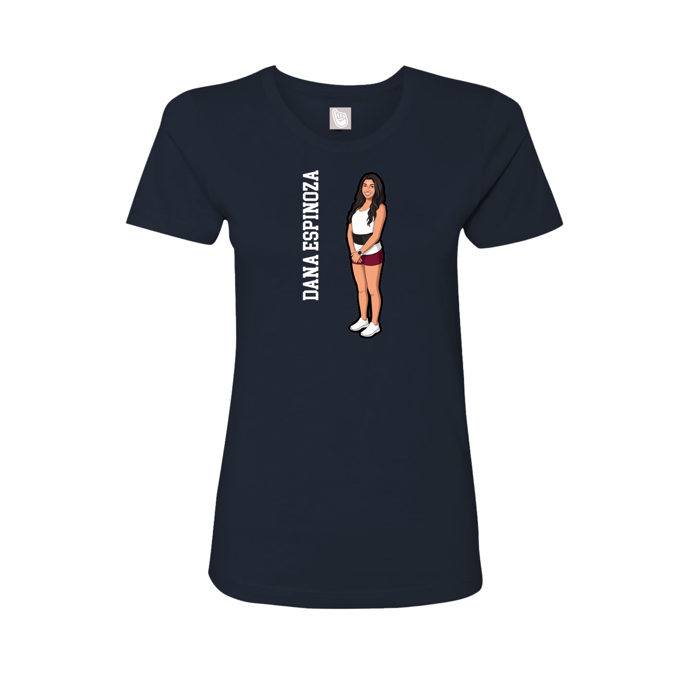 Fitted Women's Tee — Name Vertical in Navy