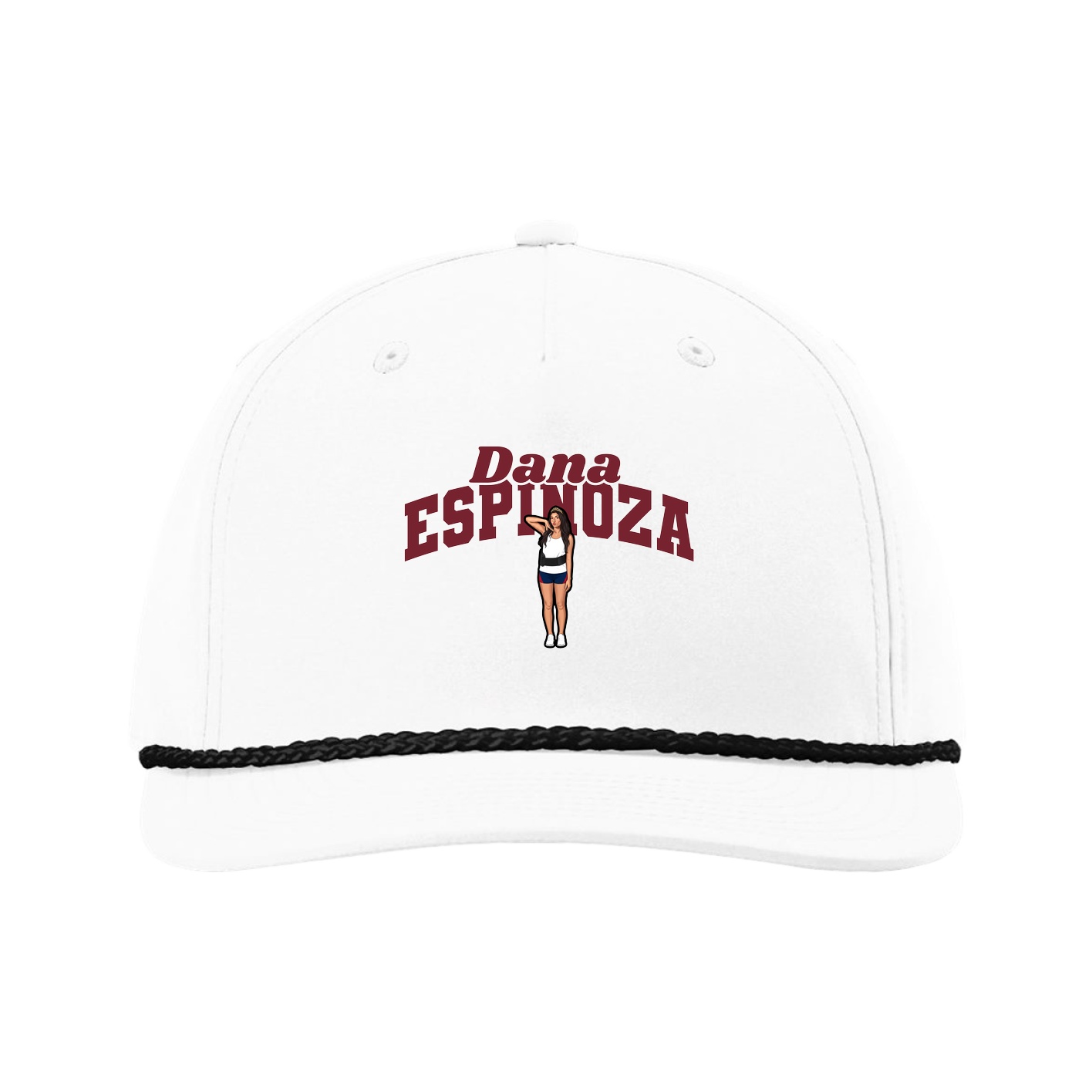 Five-Panel Classic Rope Cap — Signature Arch in White