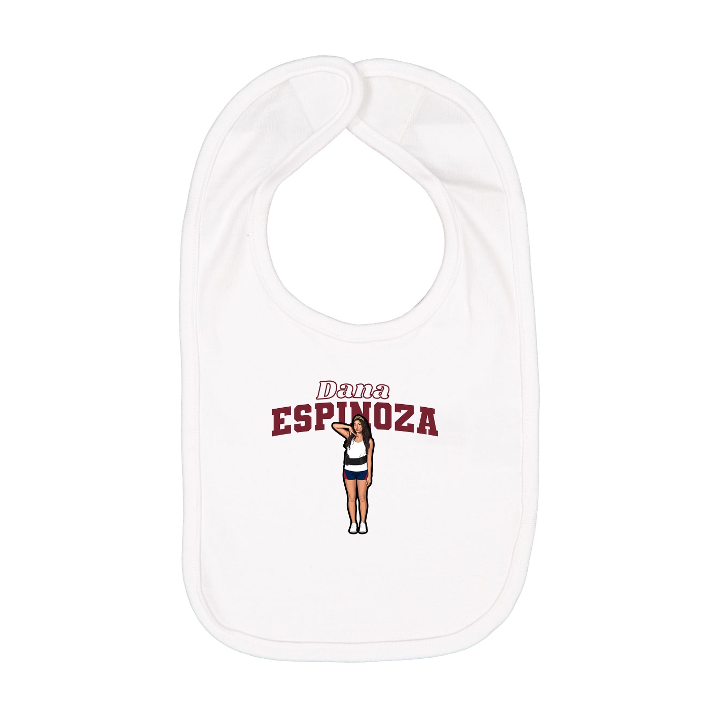 Infant Bib — Name Arch in White