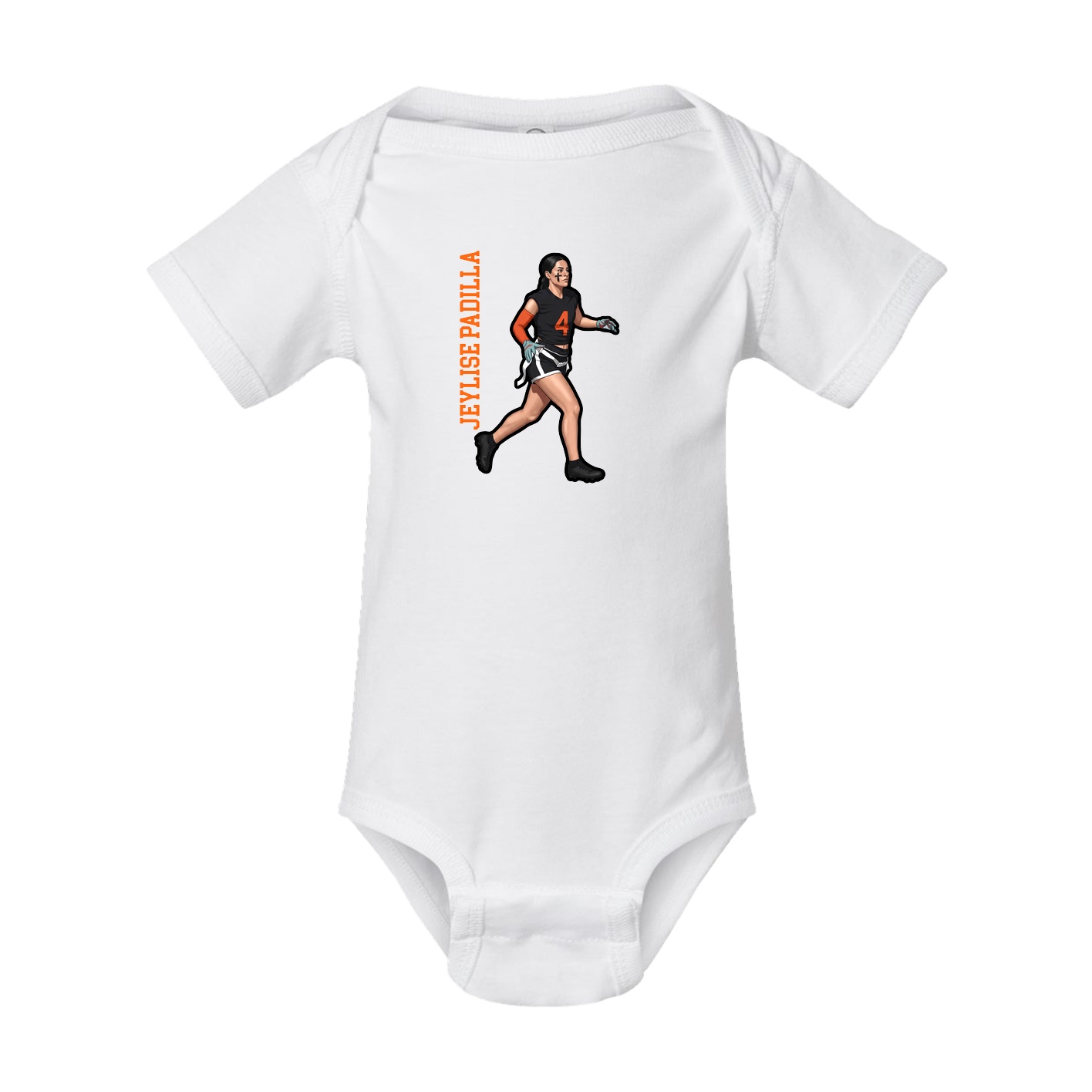 Baby Onesie — Name Vertical in White