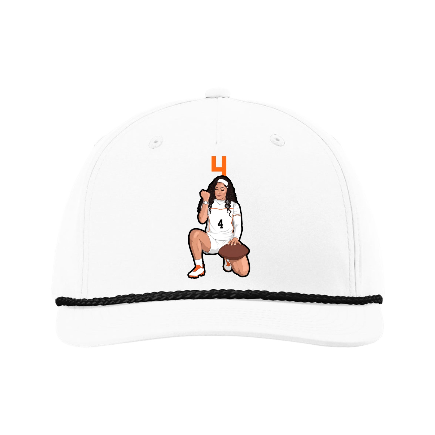 Five-Panel Classic Rope Cap — Number Top in White