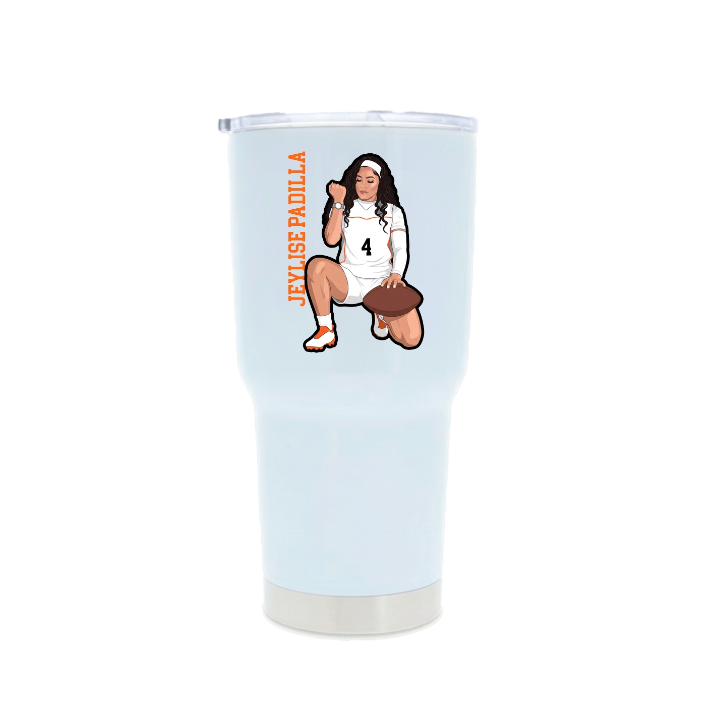 30oz Stainless Steel Tumbler — Name Vertical in White