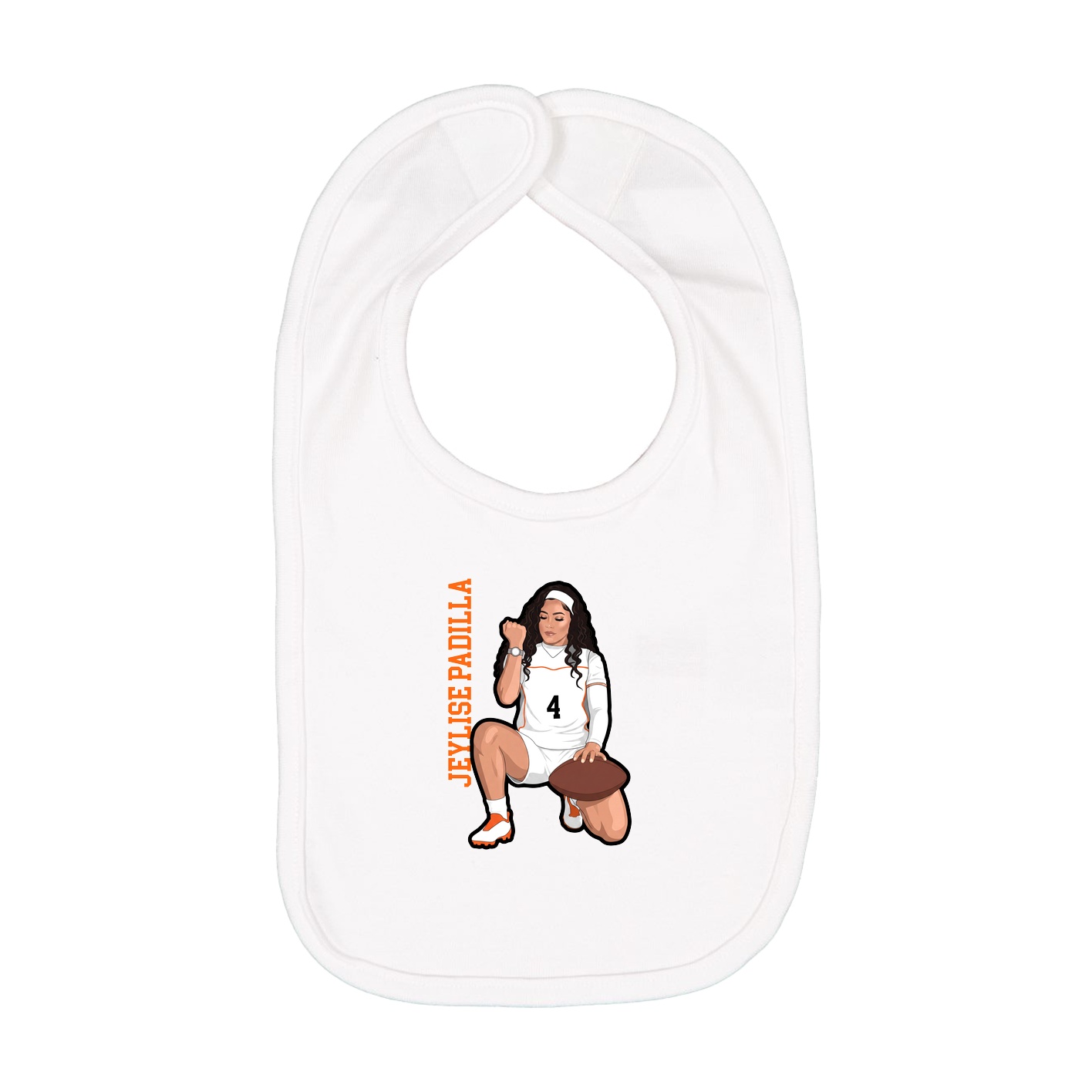 Infant Bib — Name Vertical in White