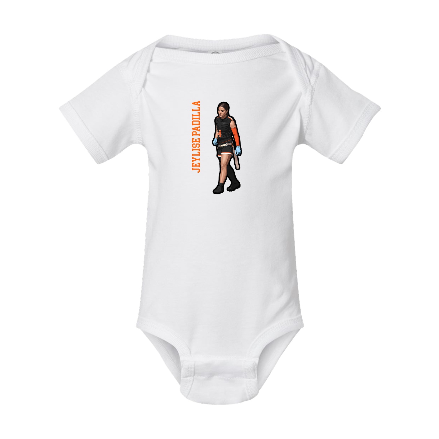 Baby Onesie — Name Vertical in White