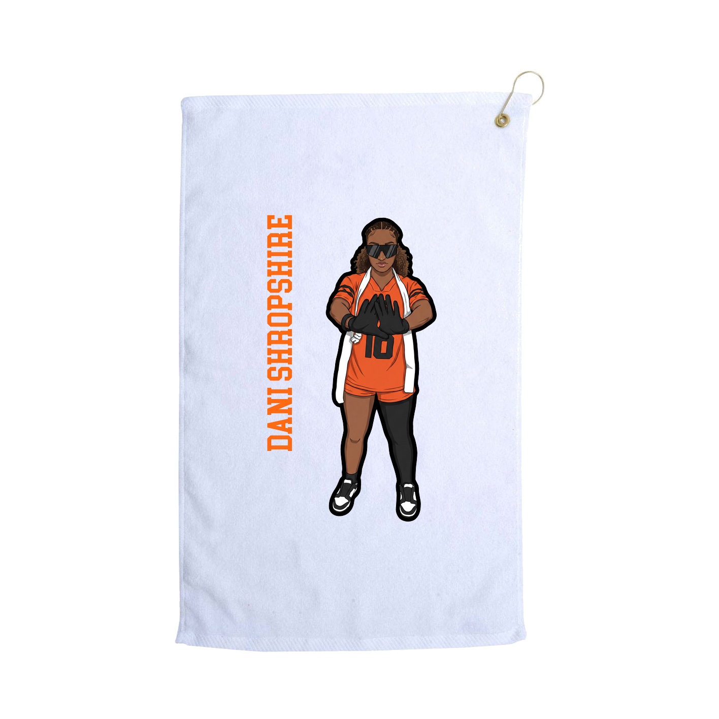 Golf Towel — Name Vertical in White