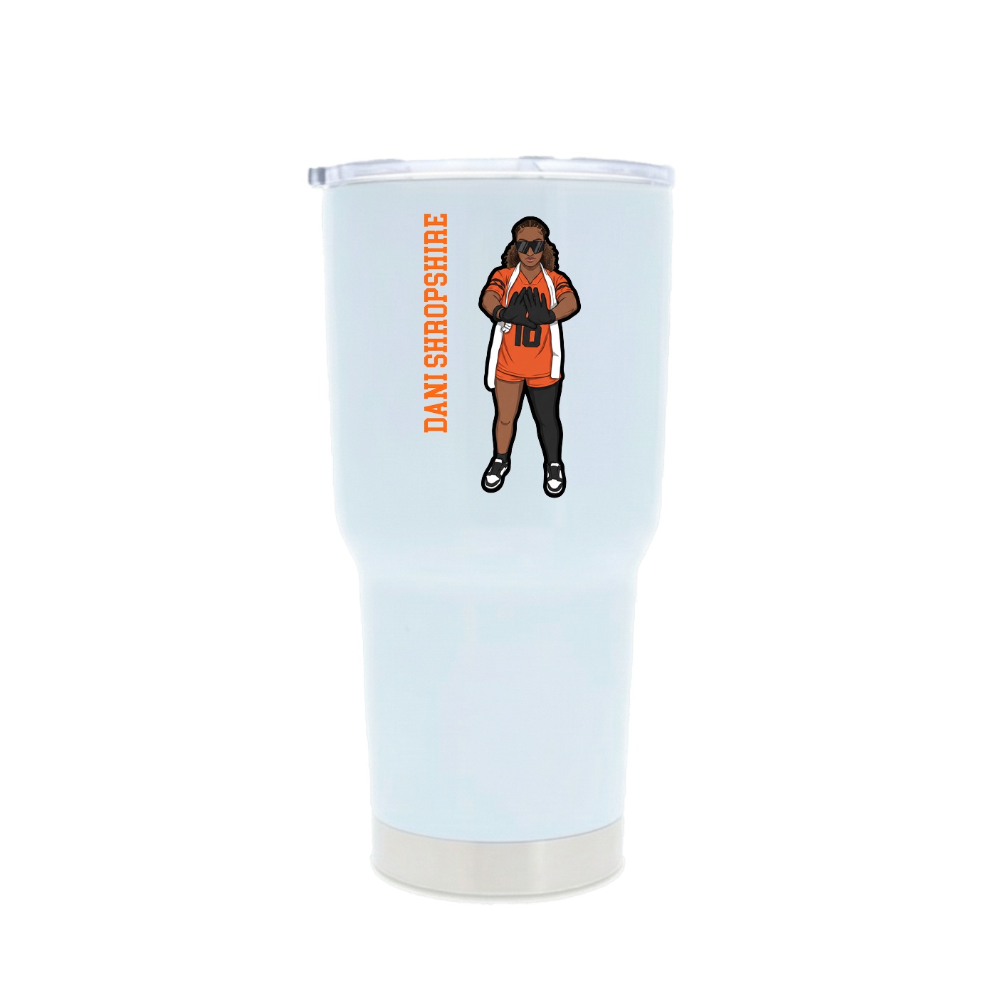 30oz Stainless Steel Tumbler — Name Vertical in White
