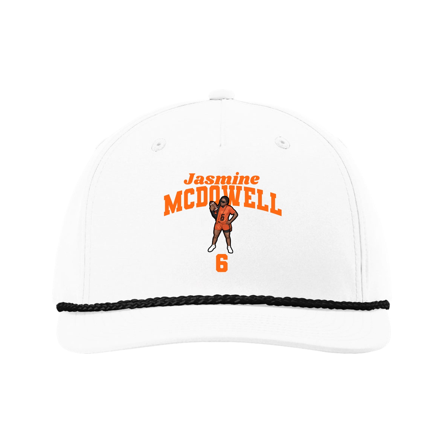 Five-Panel Classic Rope Cap — Signature Arch in White