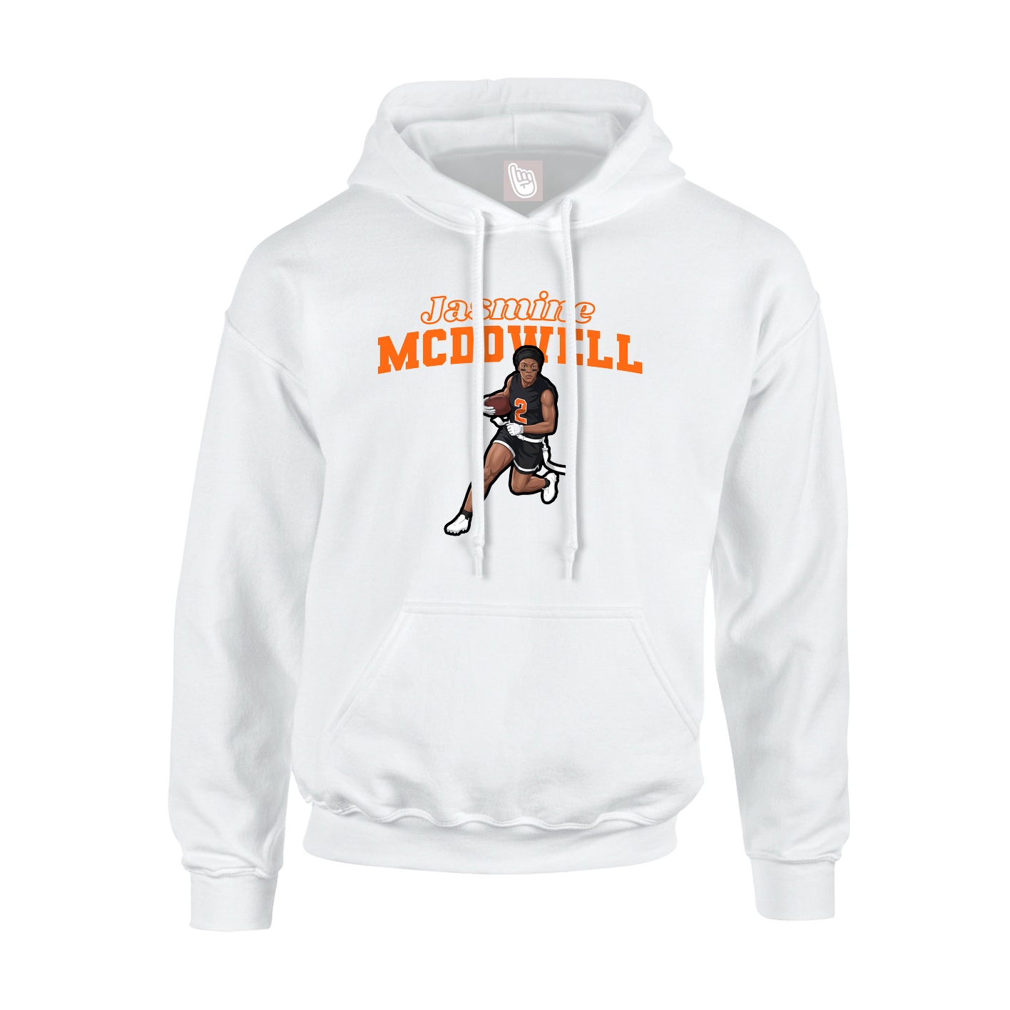 Youth Hoodie — Name Arch in White