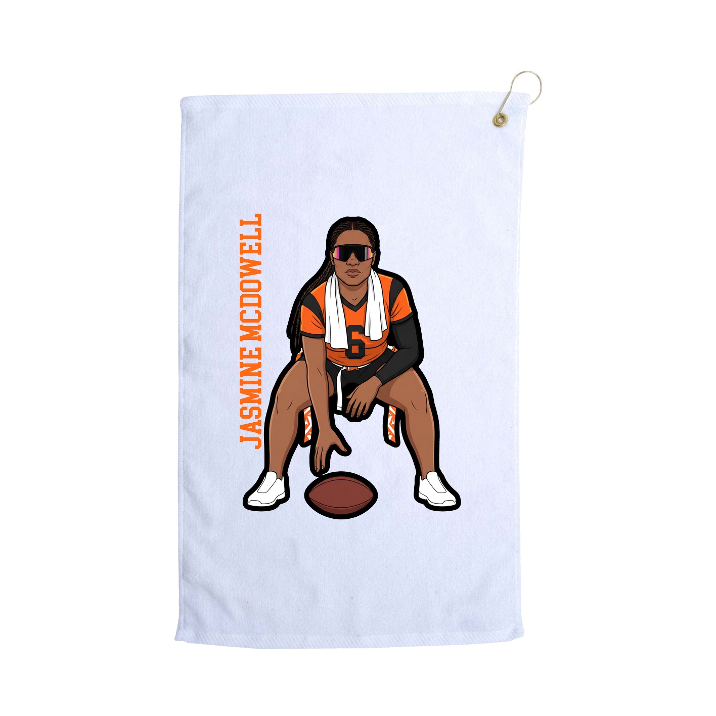 Golf Towel — Name Vertical in White