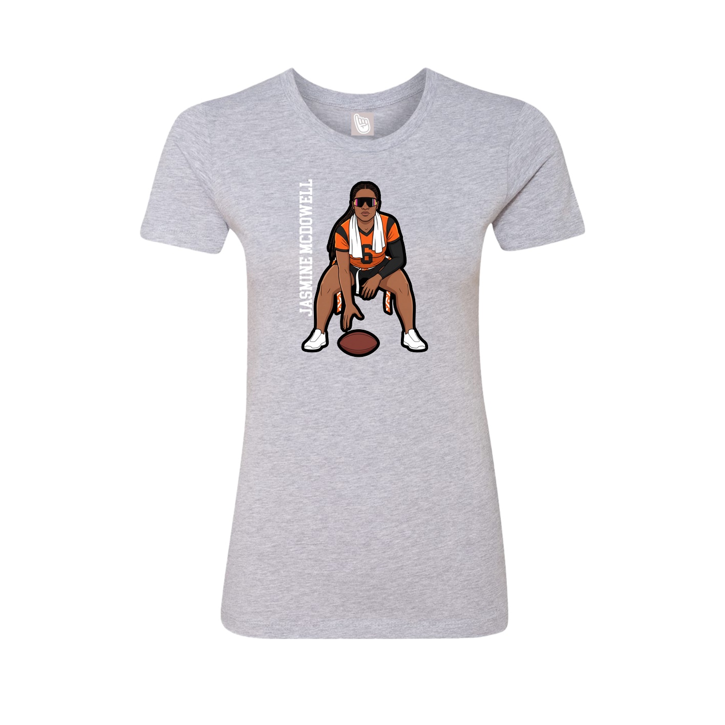 Fitted Women's Tee — Name Vertical in Grey