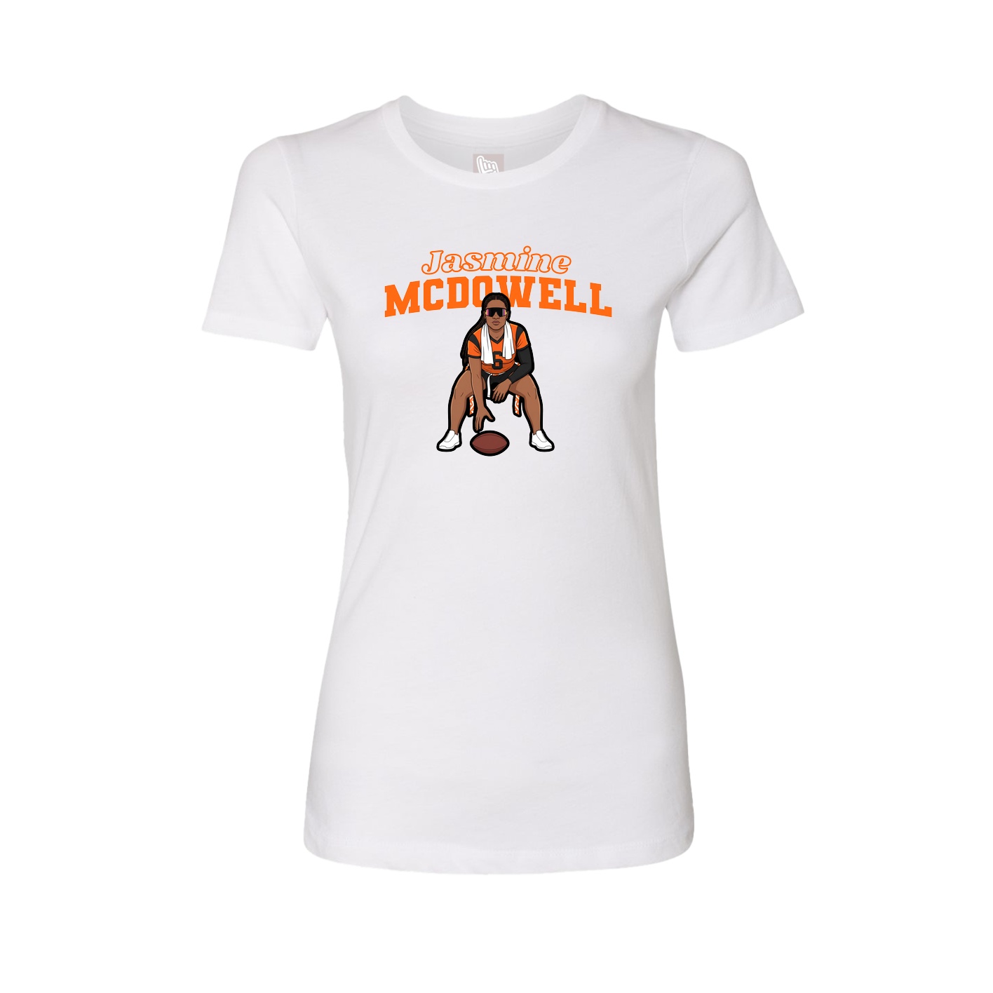 Fitted Women's Tee — Name Arch in White