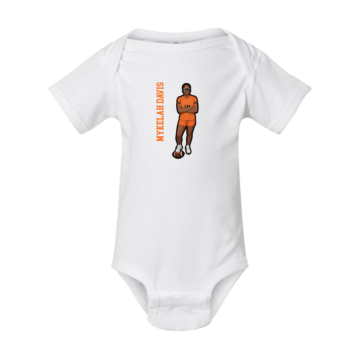 Baby Onesie — Name Vertical in White