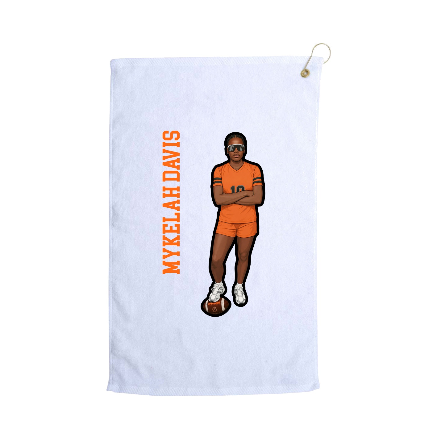 Golf Towel — Name Vertical in White