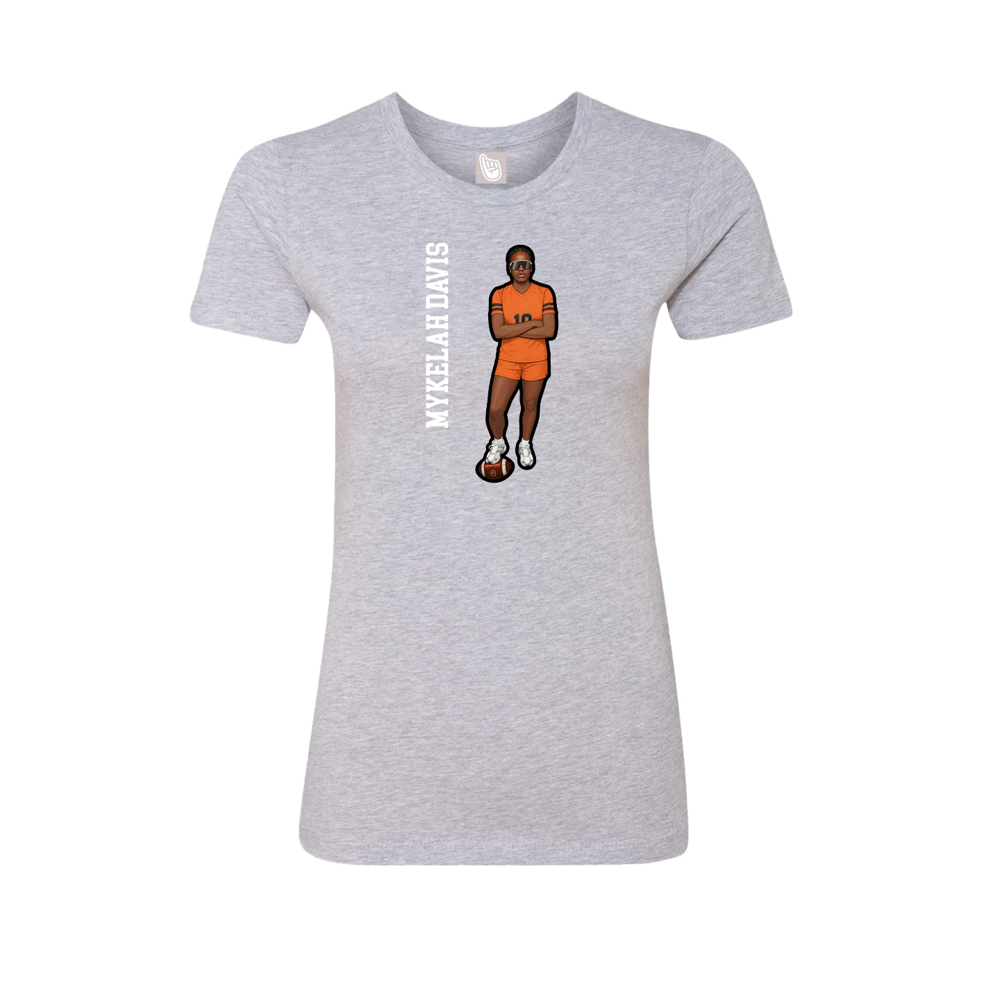 Fitted Women's Tee — Name Vertical in Grey