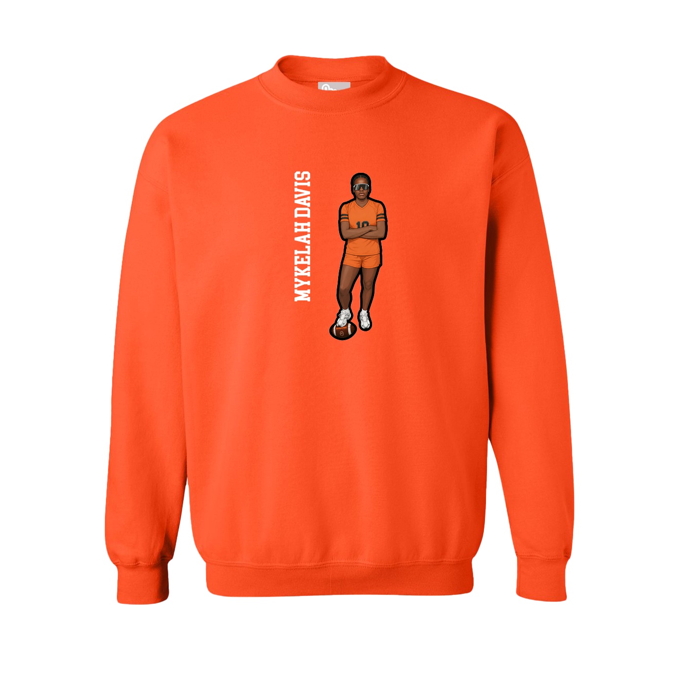Fleece Crew — Name Vertical in Orange