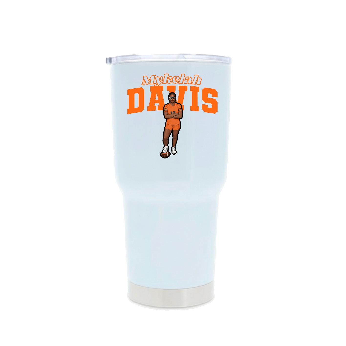 30oz Stainless Steel Tumbler — Name Arch in White
