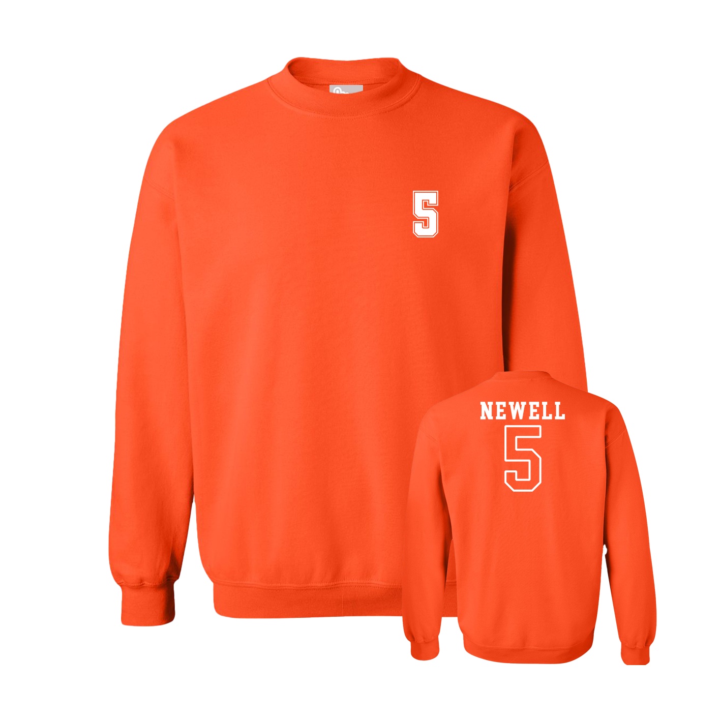 Fleece Crew — Chest Back in Orange