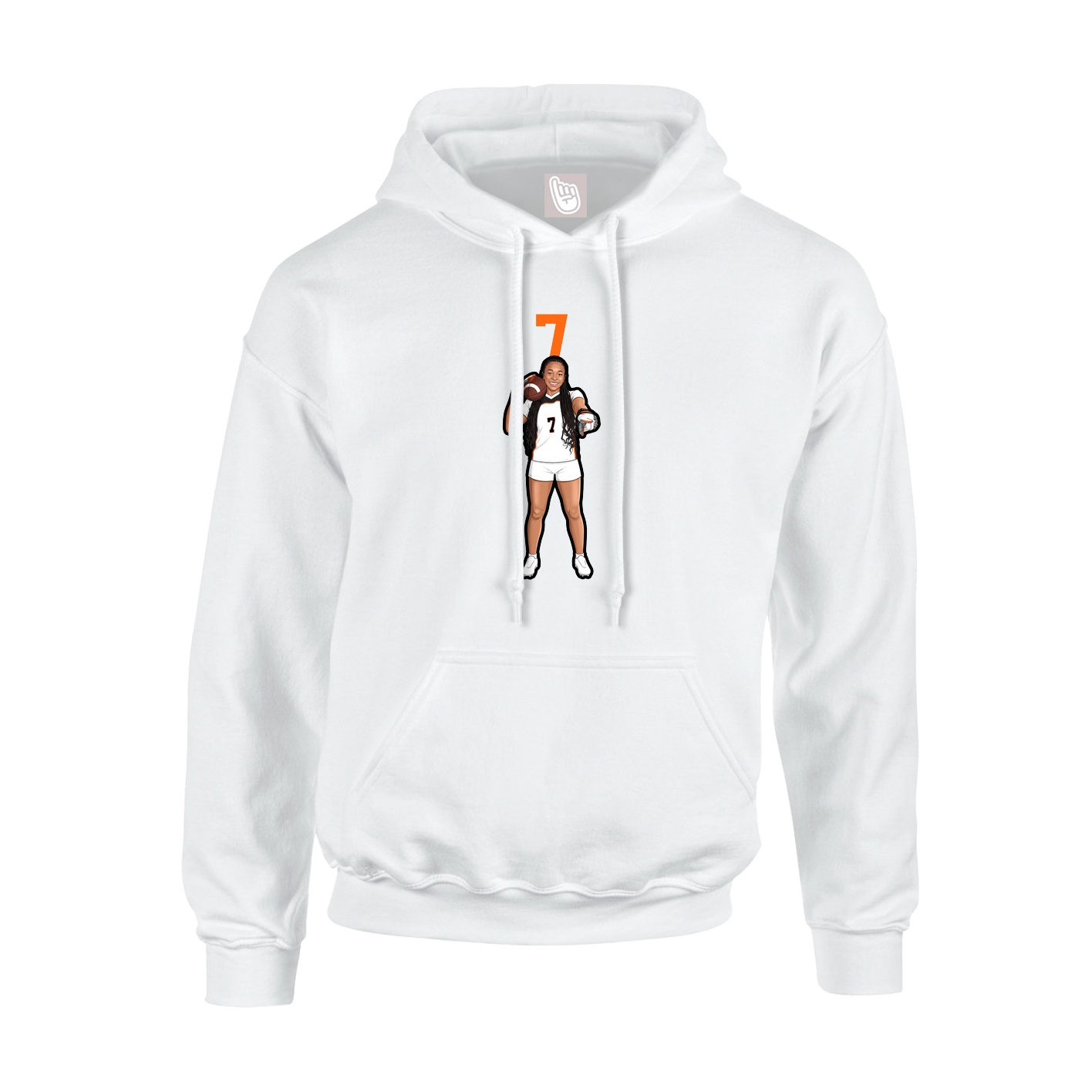 Youth Hoodie — Number Top in White