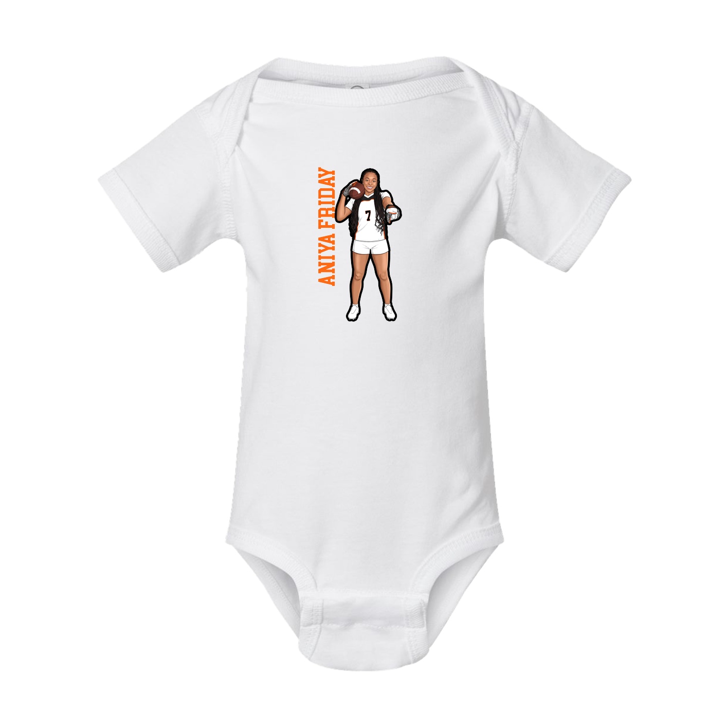 Baby Onesie — Name Vertical in White