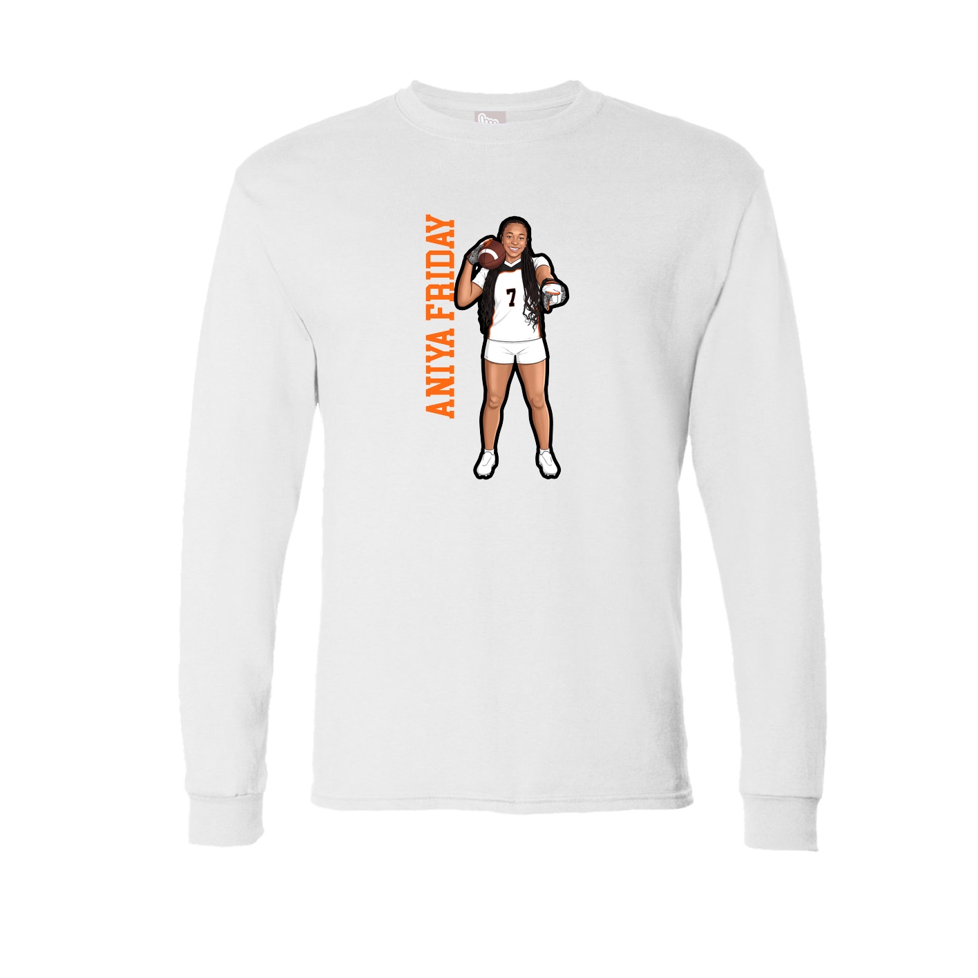 Long Sleeve Tee — Name Vertical in White