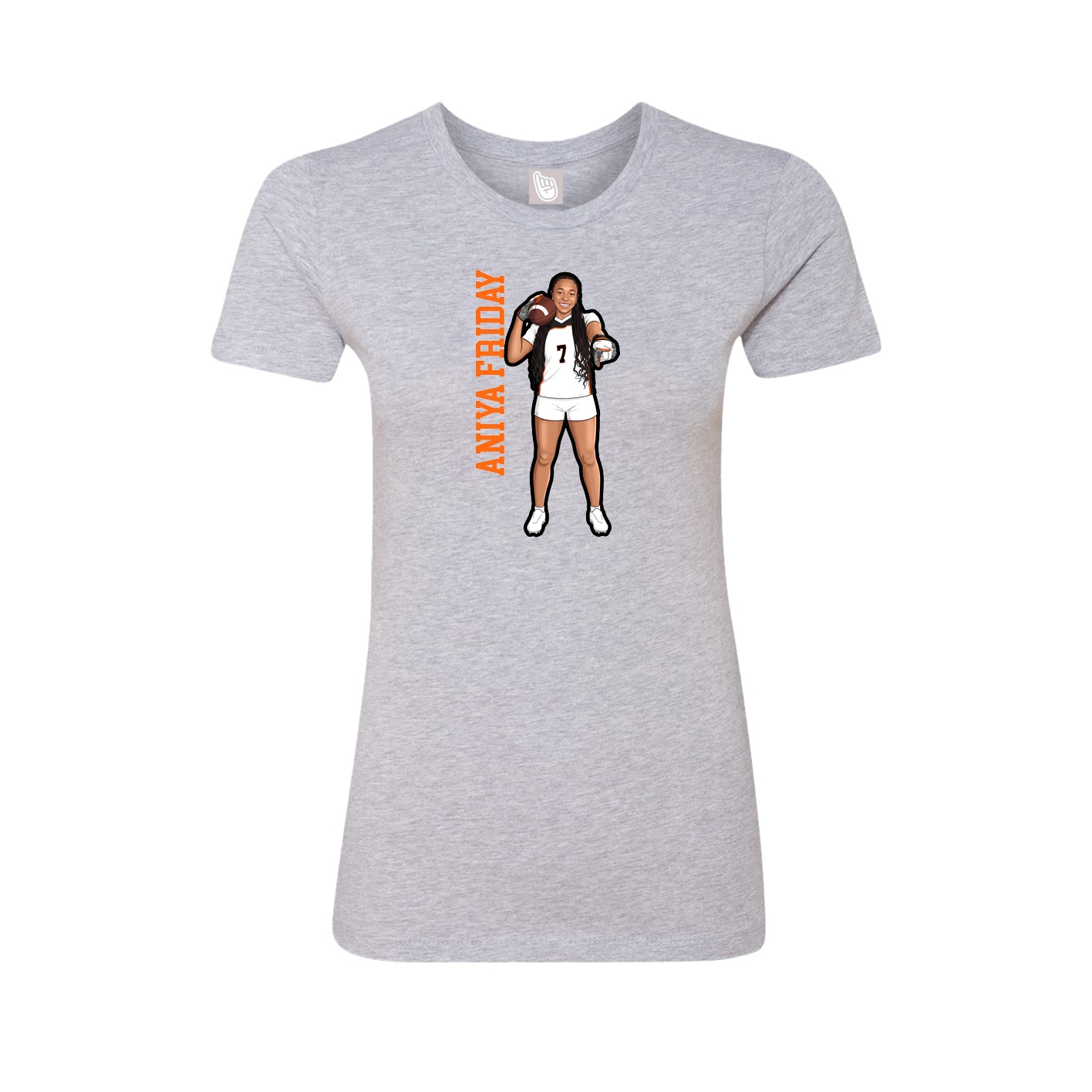 Fitted Women's Tee — Name Vertical in Grey