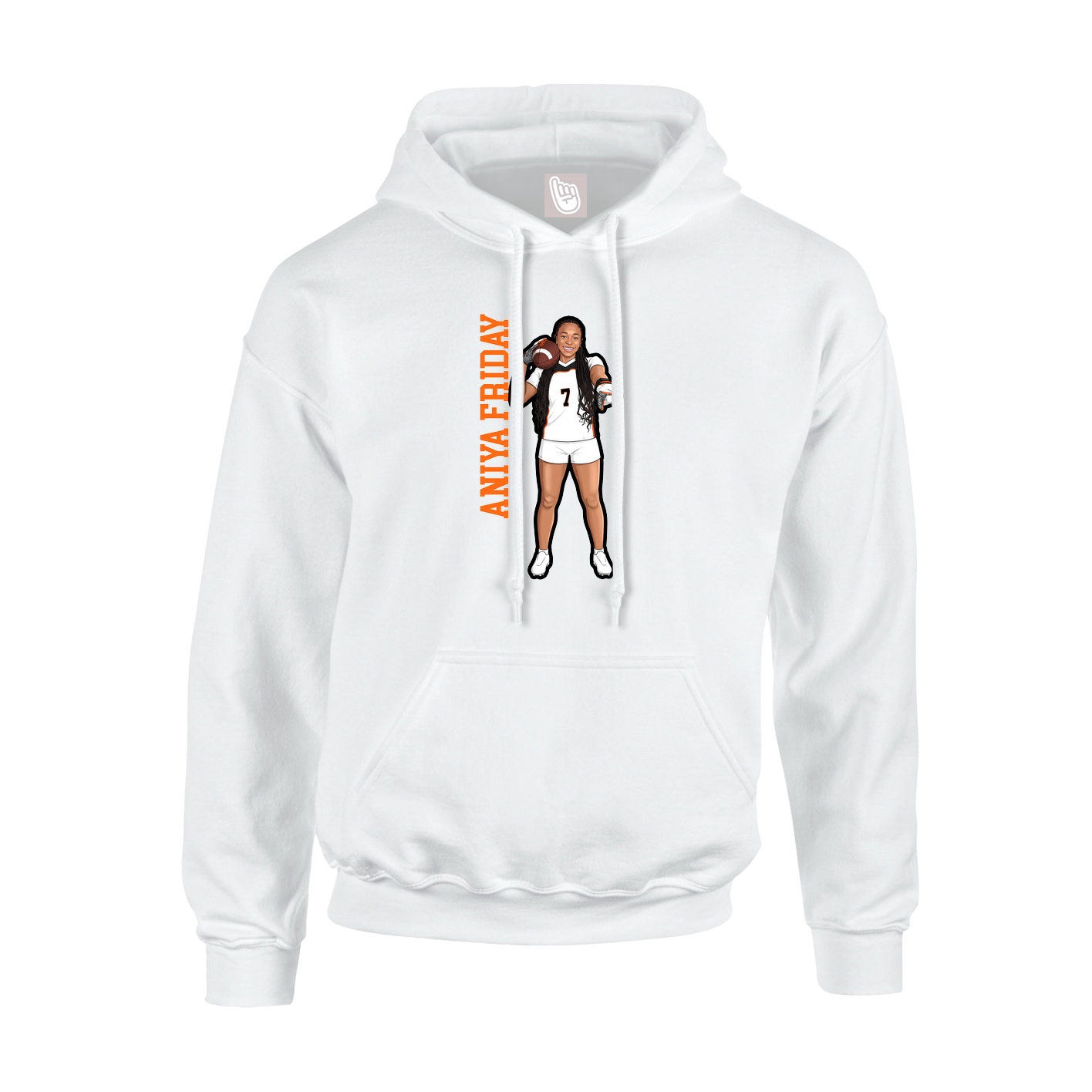 Youth Hoodie — Name Vertical in White