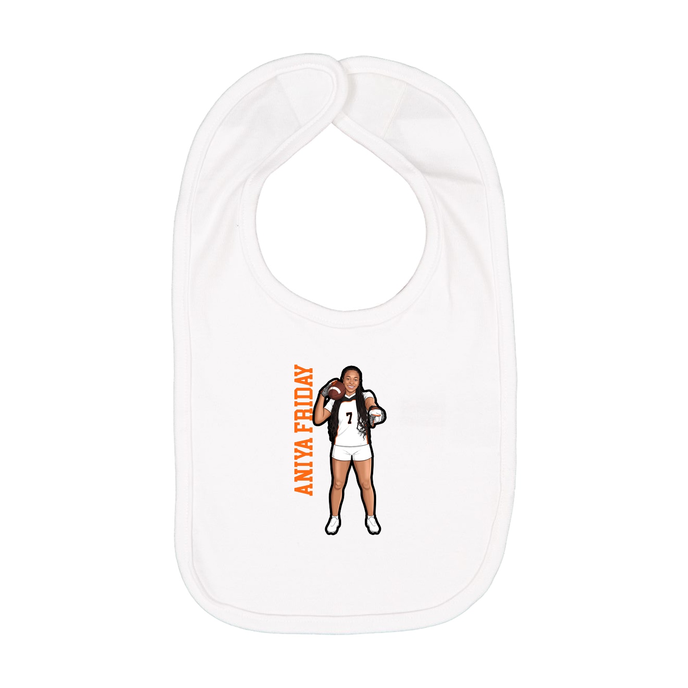 Infant Bib — Name Vertical in White